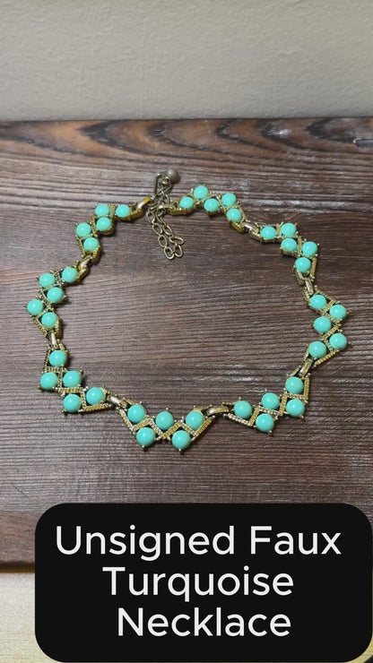 Vintage Faux Turquoise Bead Necklace from the 1960s