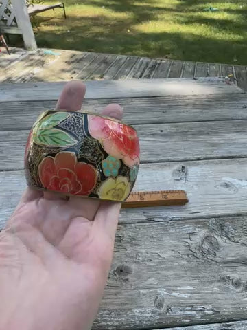 Vintage Cloisonne Bracelet - Asian Garden Art Piece