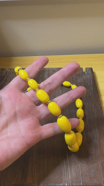 Vintage Yellow Beaded Necklace