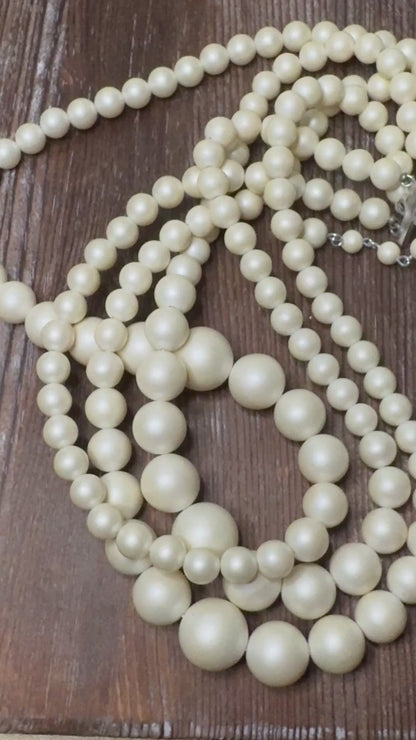 Triple-Strand Graduated Faux Pearl Necklace