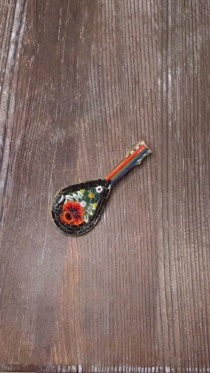 Italian Micro Mosaic Mandolin Brooch
