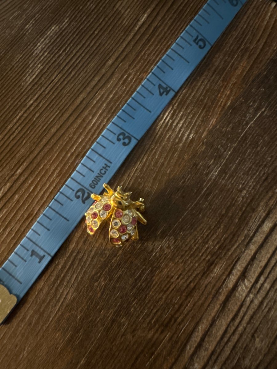 Rhinestone Ladybug Brooch - Dirty30 Vintage