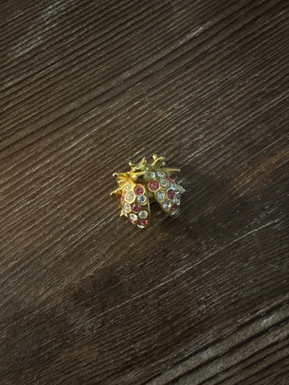 Rhinestone Ladybug Brooch - Dirty30 Vintage