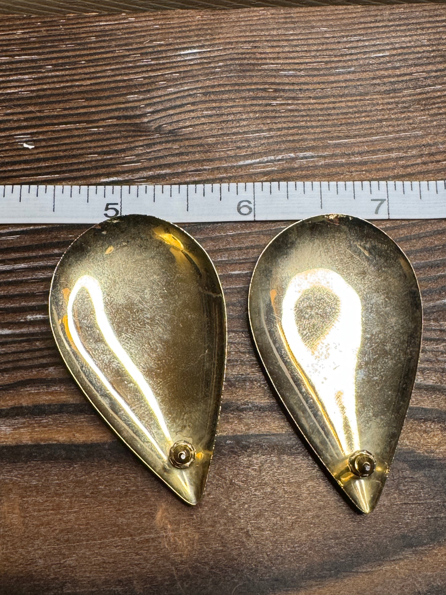 Vintage Gold Glitter Swirl Teardrop Earrings Clip On Large Statement