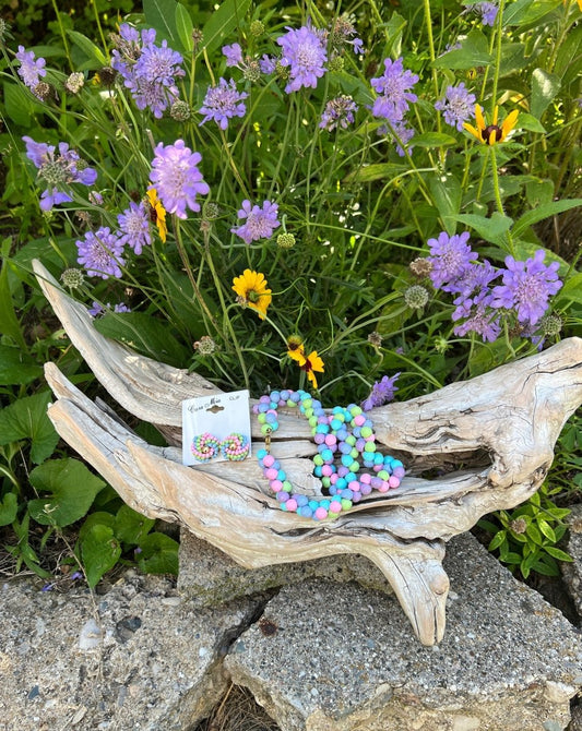 Twisted Pastel Beaded Necklace + Earring Set - Dirty30 Vintage
