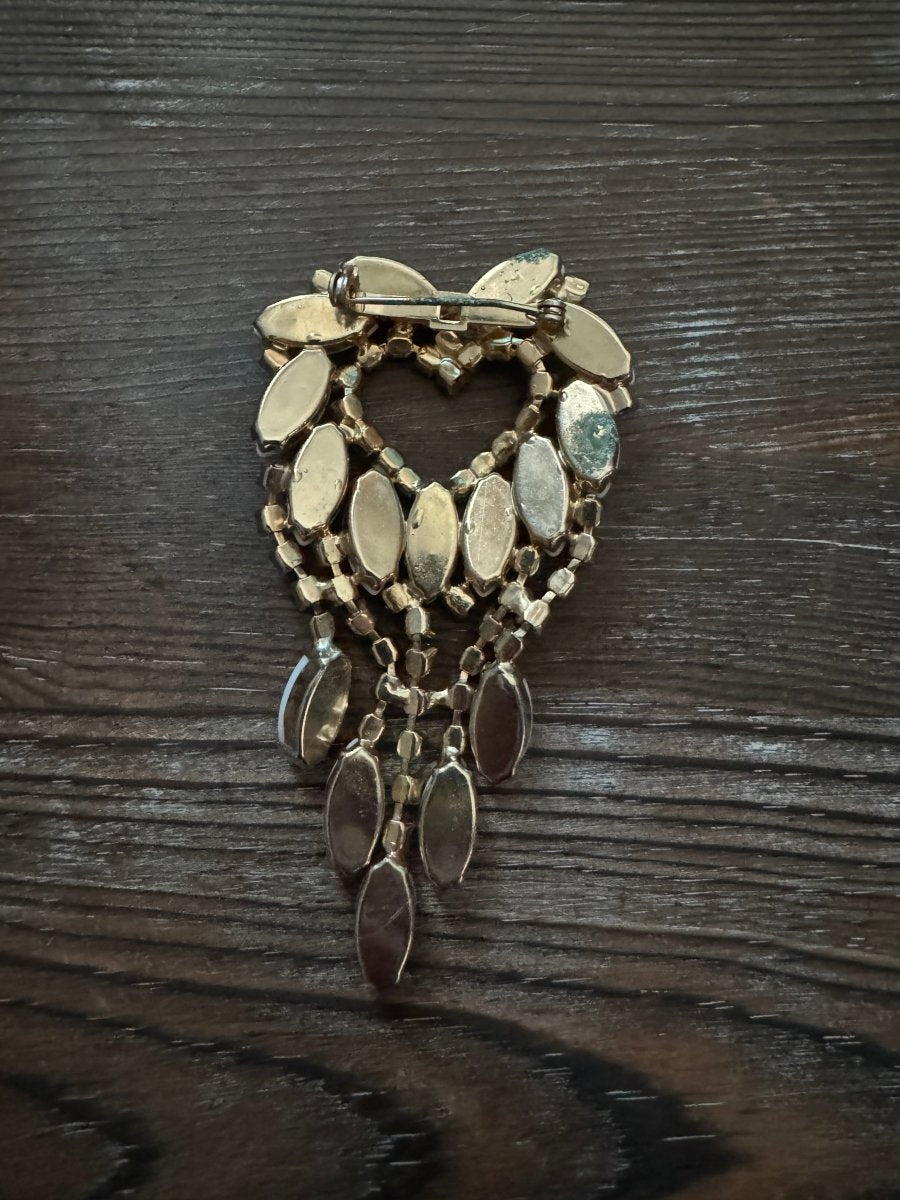 Vintage Milk Glass Open Heart Brooch + Earrings - Dirty30 Vintage