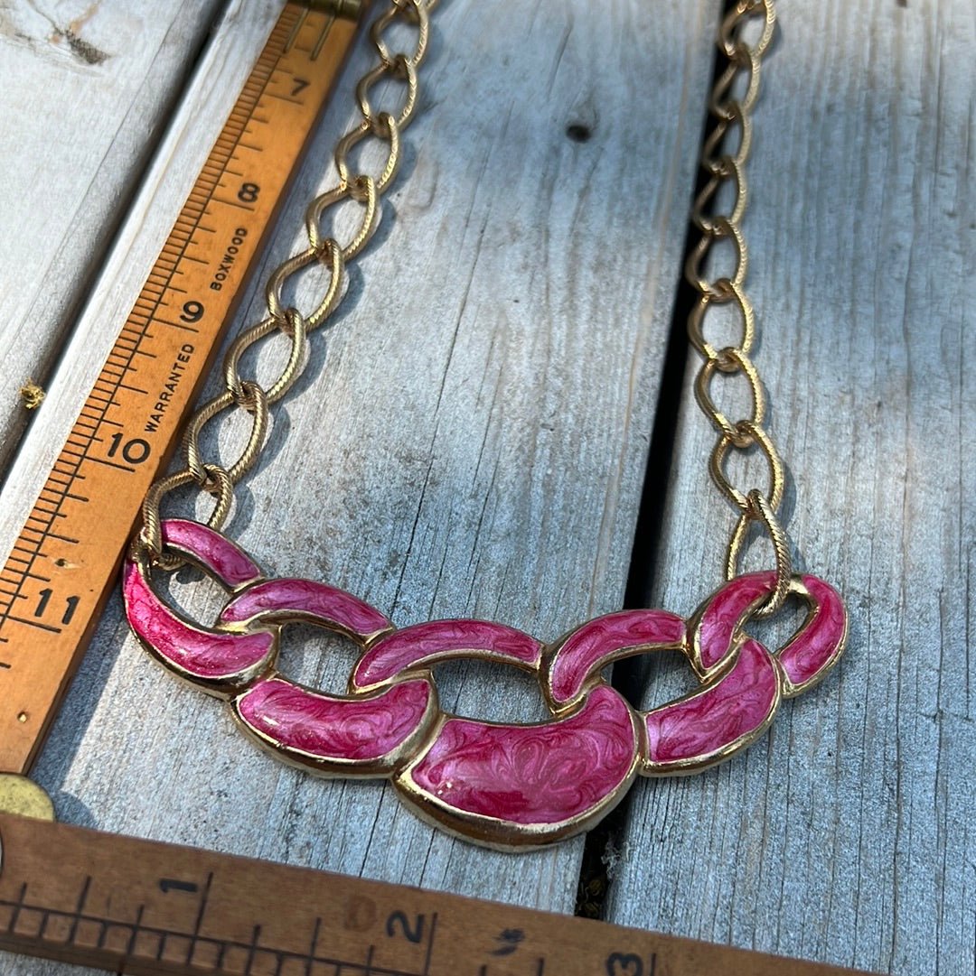 Vintage Pink Enamel Necklace - Dirty30 Vintage