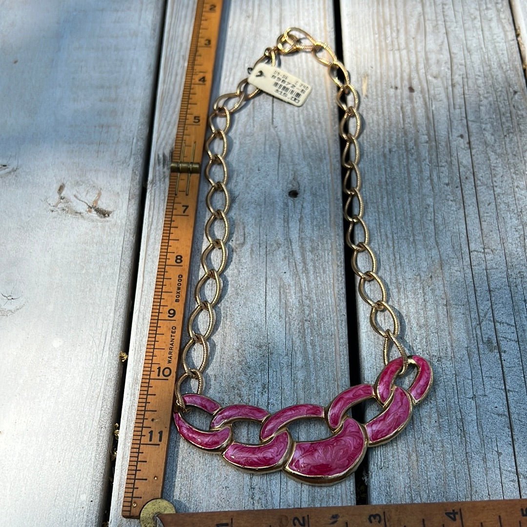 Vintage Pink Enamel Necklace - Dirty30 Vintage