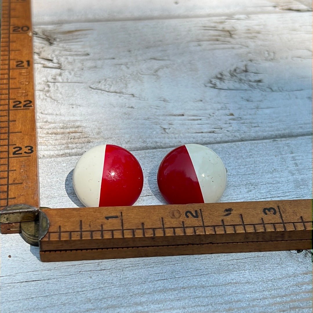 Vintage Red/White Button Earrings - Dirty30 Vintage