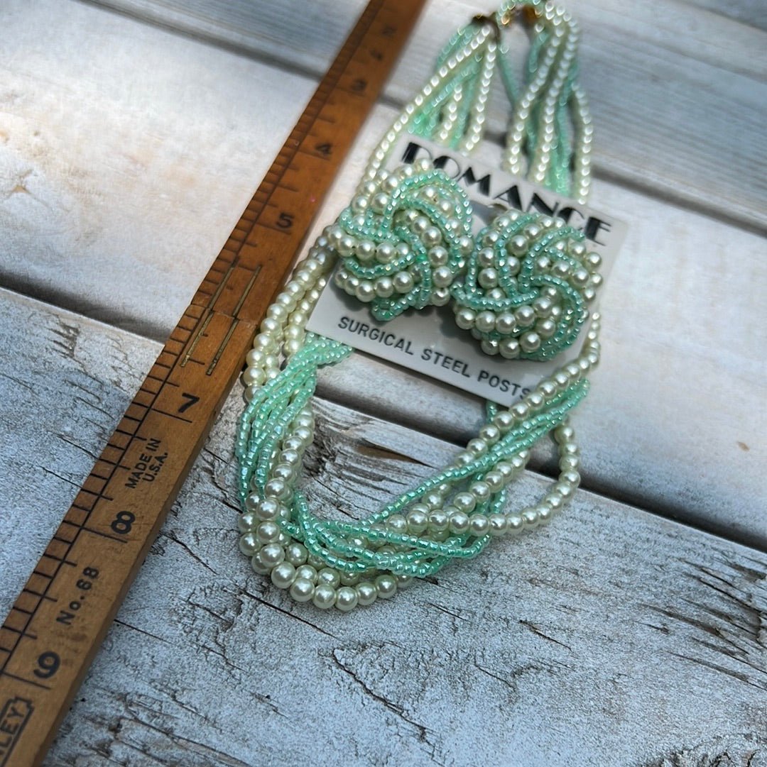Vintage Twisted Mint Beaded Set - Dirty30 Vintage
