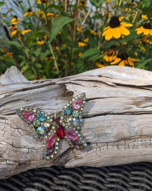 Vintage Weiss AB Red Butterfly Brooch Pin - Dirty30 Vintage