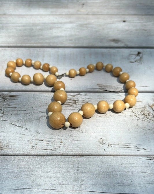 Vintage Wood Beaded Necklace - Dirty30 Vintage