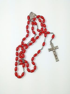 Vintage Rosary Red Plastic Beads Catholic Prayer Religion - Dirty 30 Vintage | Vintage Clothing, Vintage Jewelry, Vintage Accessories