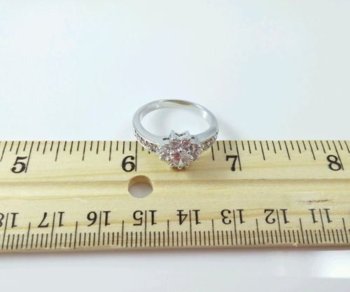 White Gold Tone Rhodium Plated CZ Cluster Ring Size 8 - Dirty 30 Vintage | Vintage Clothing, Vintage Jewelry, Vintage Accessories