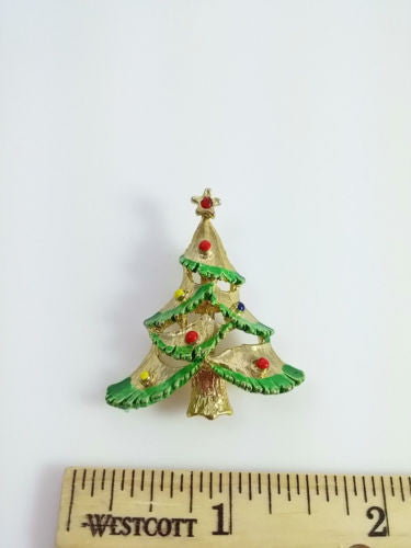Vintage Holiday Brooch - Christmas Tree Pin - Dirty 30 Vintage | Vintage Clothing, Vintage Jewelry, Vintage Accessories