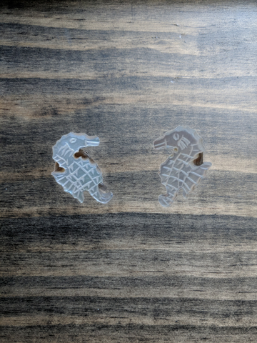 Vintage Seahorse Carved Shell Earrings