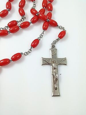 Vintage Rosary Red Plastic Beads Catholic Prayer Religion - Dirty 30 Vintage | Vintage Clothing, Vintage Jewelry, Vintage Accessories