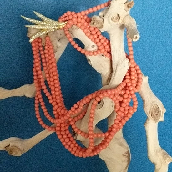 Faux Coral Beaded Necklace