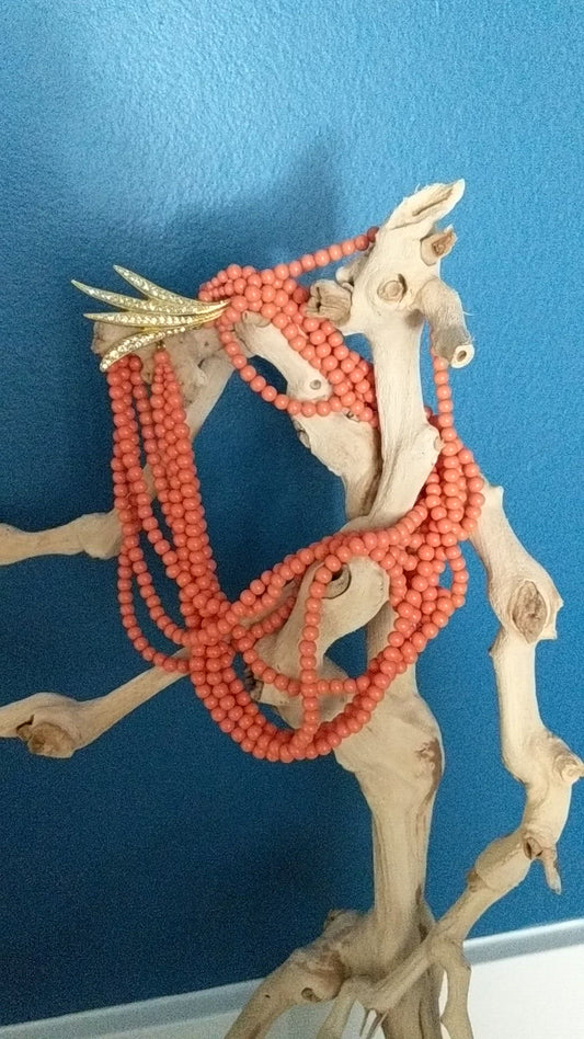 Faux Coral Beaded Necklace