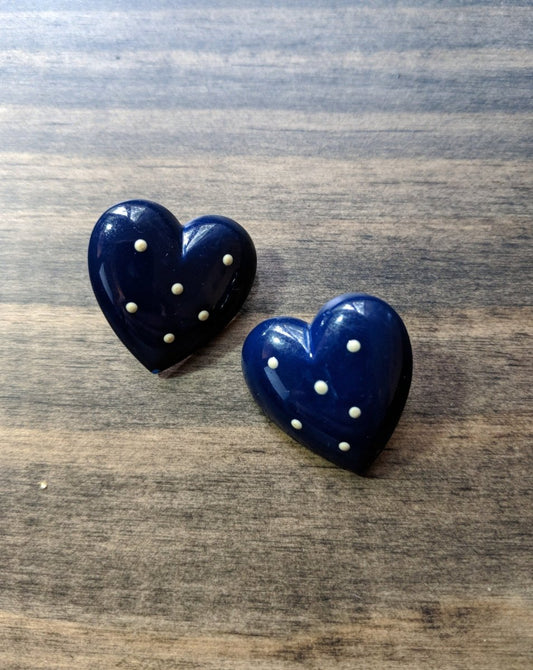 80's Heartastic Polka Dot Earrings - Dirty30 Vintage