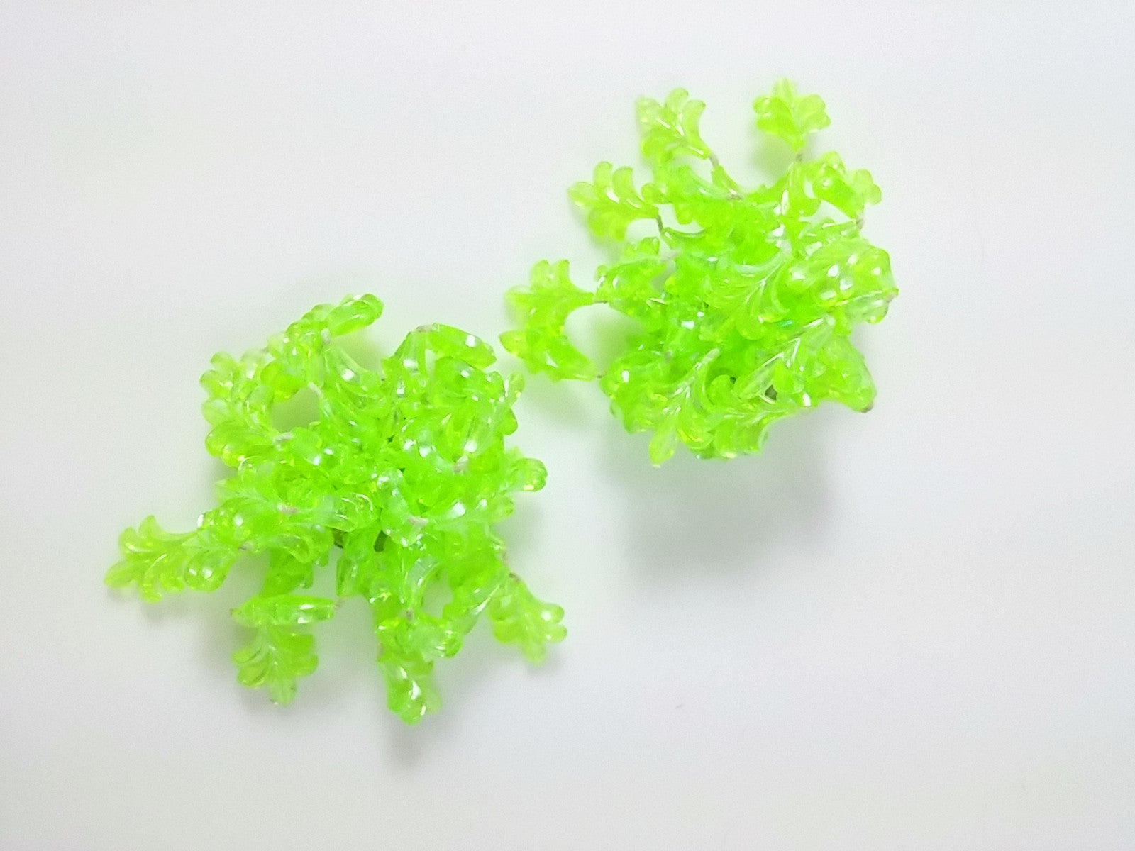 Vintage 1950s 60s Earrings Lime Green Iridescent Beaded Clip Back - Dirty 30 Vintage | Vintage Clothing, Vintage Jewelry, Vintage Accessories