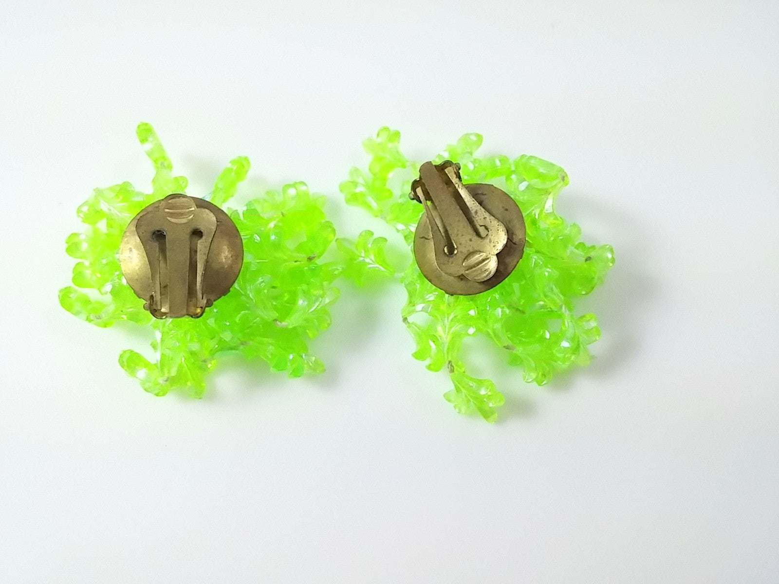 Vintage 1950s 60s Earrings Lime Green Iridescent Beaded Clip Back - Dirty 30 Vintage | Vintage Clothing, Vintage Jewelry, Vintage Accessories