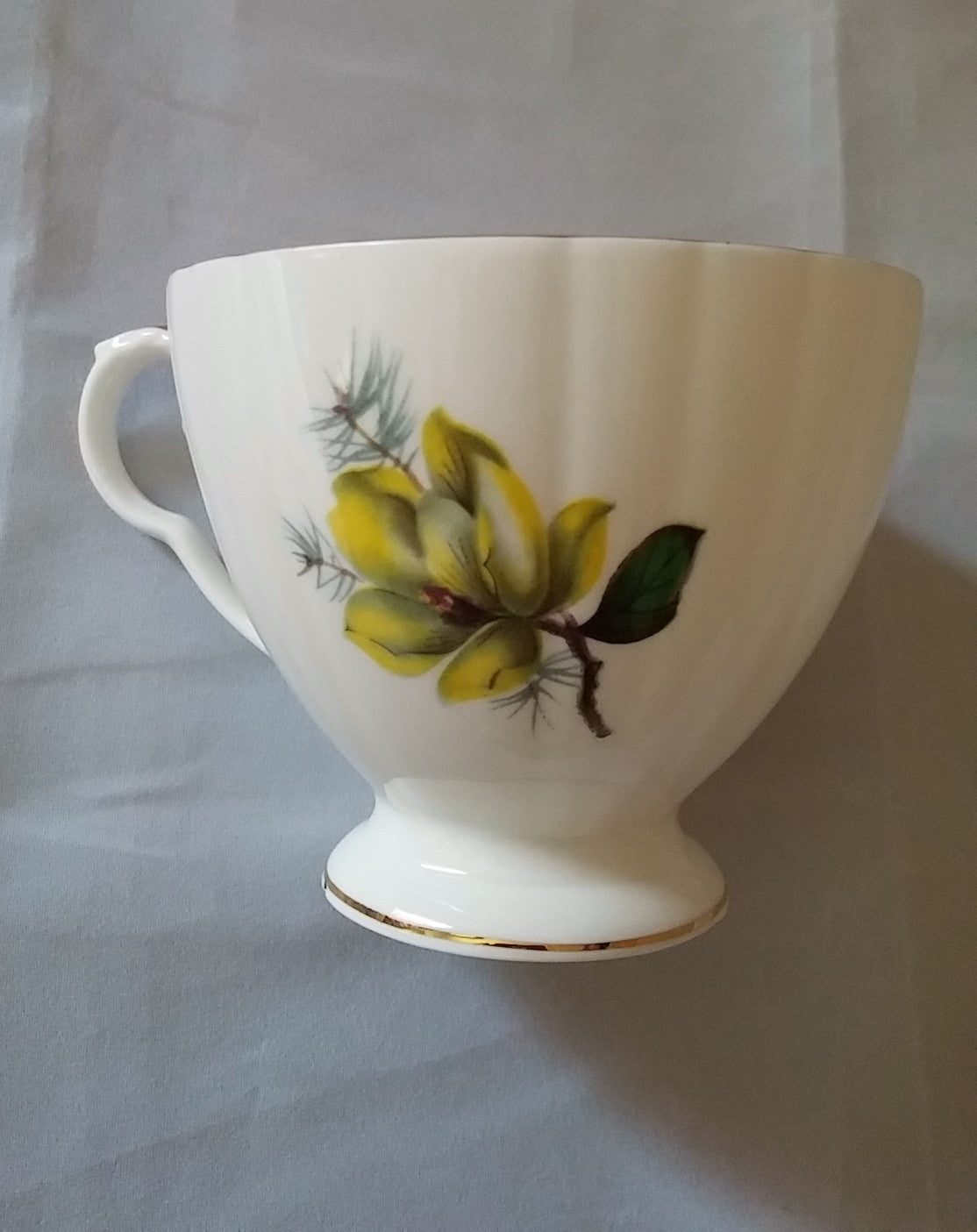 Vintage Tea Cup and Saucer Royal Grafton Bone China Yellow Rose Gold Trim - Dirty 30 Vintage | Vintage Clothing, Vintage Jewelry, Vintage Accessories