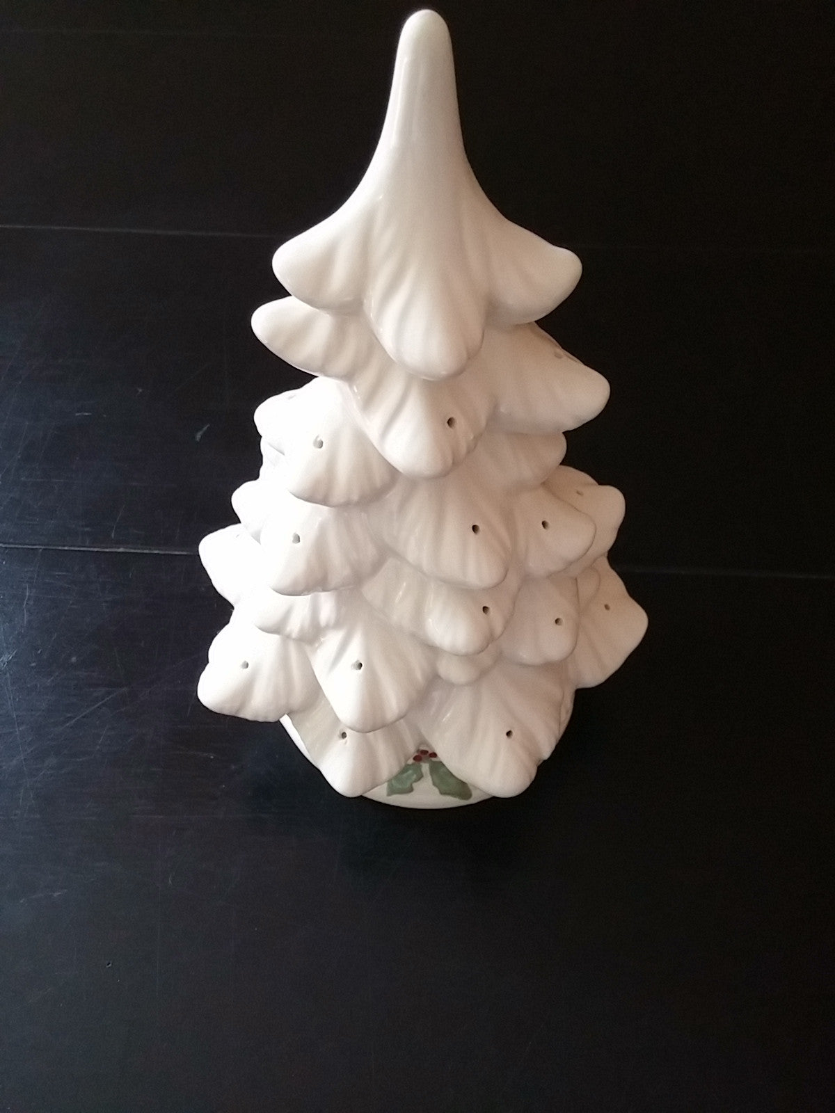 Vintage Ceramic 9" Christmas Tree White - No base - Dirty 30 Vintage