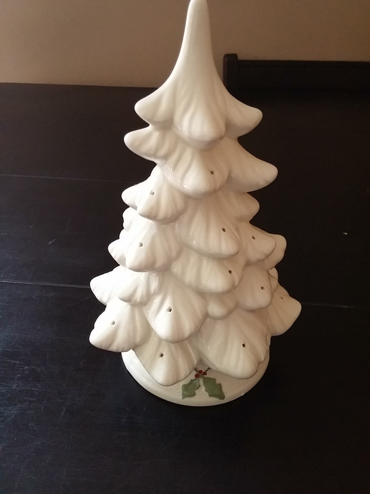 Vintage Ceramic 9" Christmas Tree White - No base - Dirty 30 Vintage