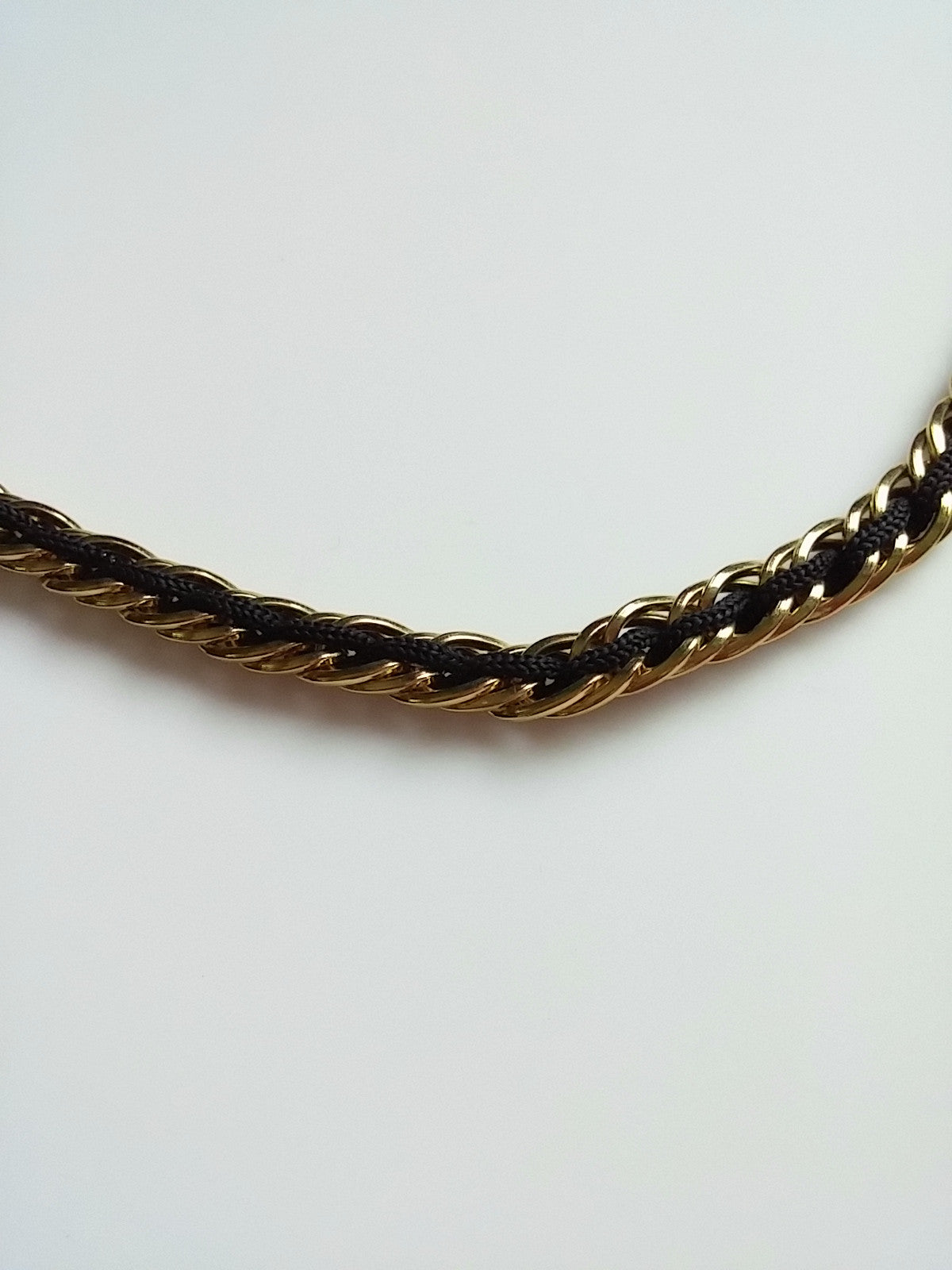Vintage 80s Trifari Necklace Gold Tone Chain w/ Black Cord - Dirty 30 Vintage | Vintage Clothing, Vintage Jewelry, Vintage Accessories