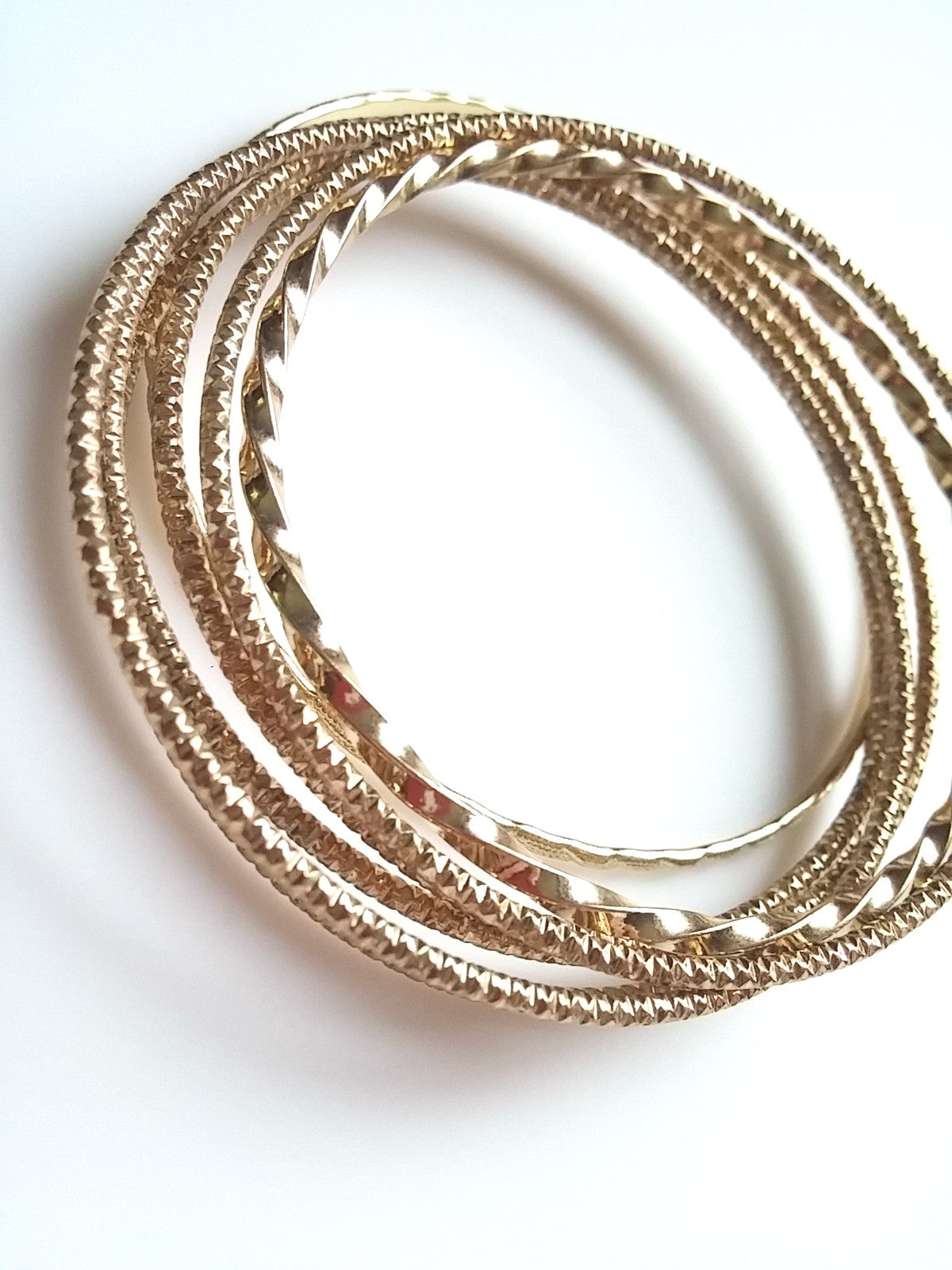 Classic 80s Bangle Bracelets - Gold Tone Mixed Styles- Make a Statement - Dirty 30 Vintage | Vintage Clothing, Vintage Jewelry, Vintage Accessories