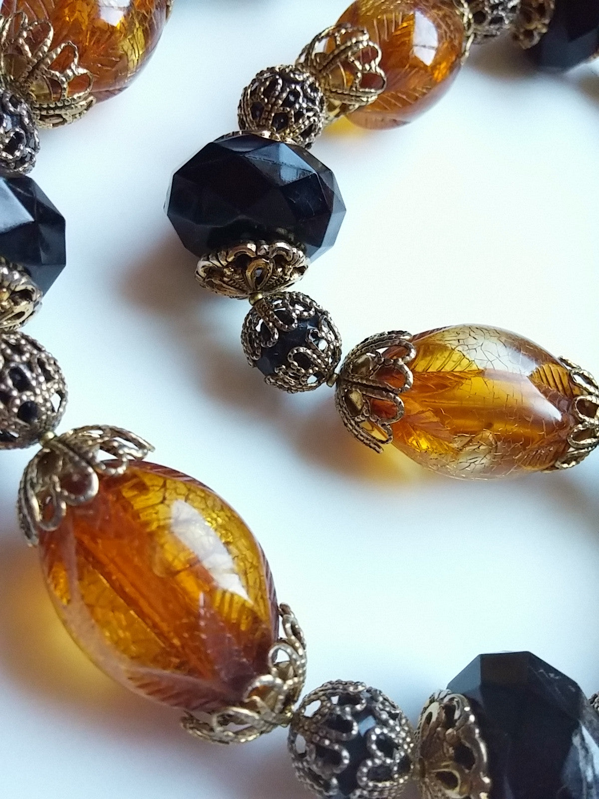 Vintage BOLD Amber and Black Plastic Beaded Necklace - Dirty 30 Vintage | Vintage Clothing, Vintage Jewelry, Vintage Accessories