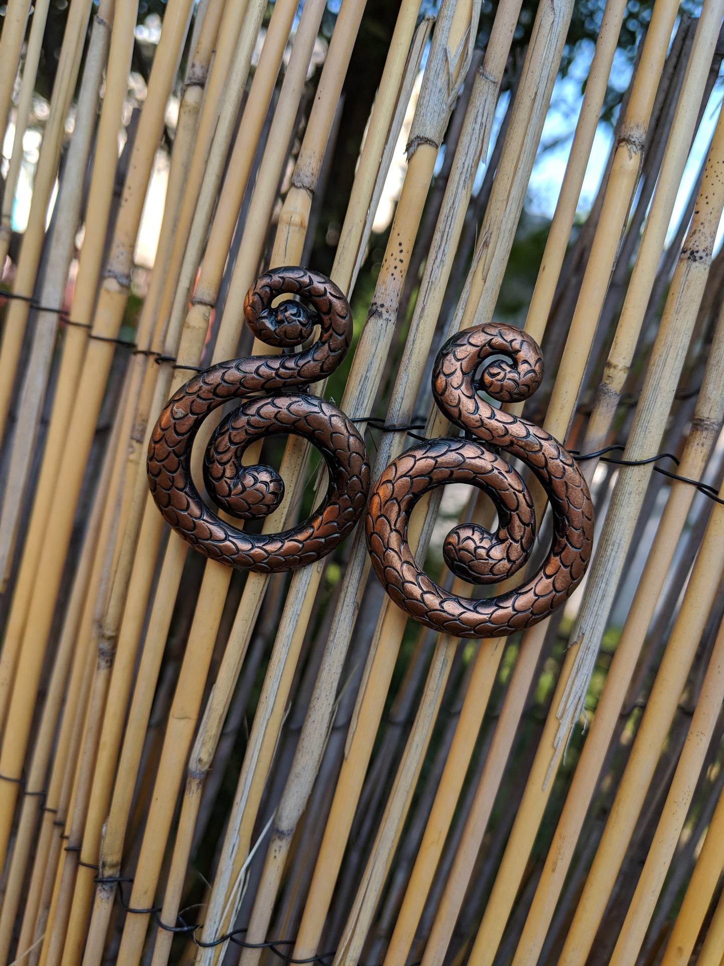 Bronze Colored Snake 'S' Earrings