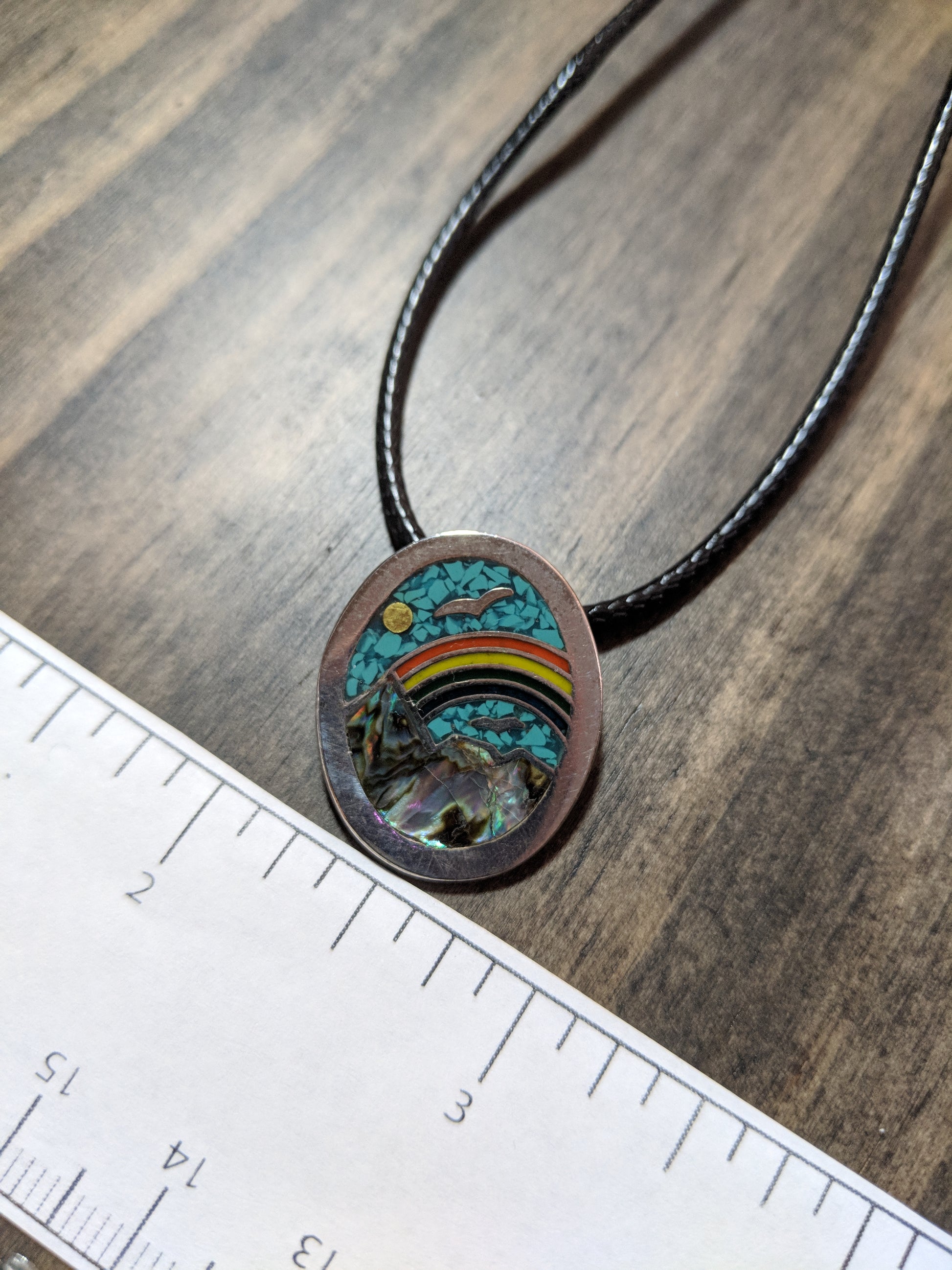 Rainbow Inlay Silver Southwest Necklace
