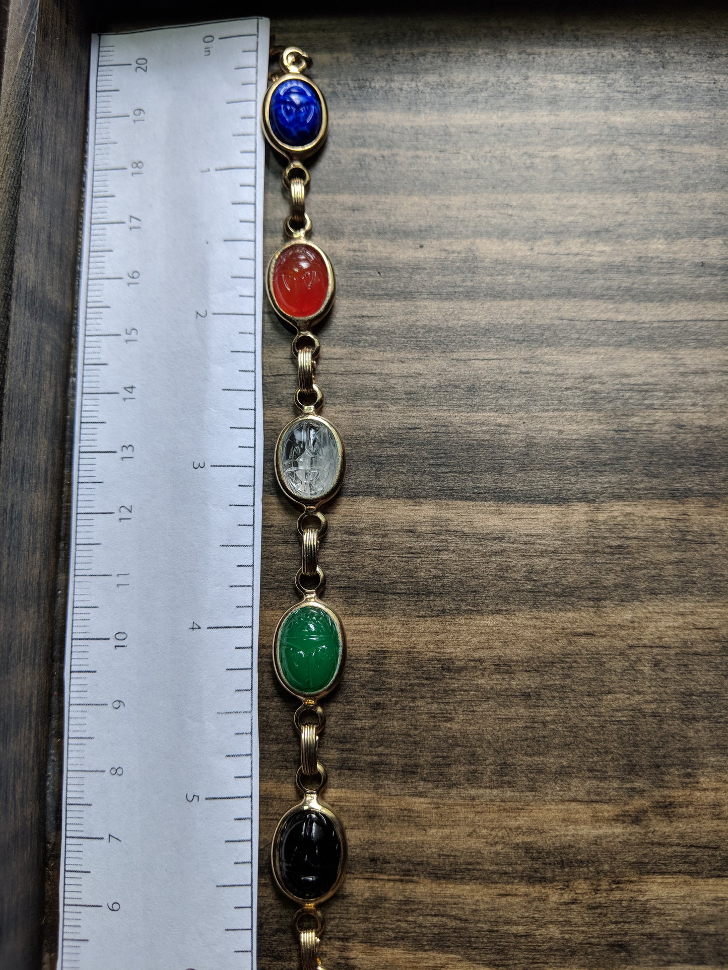 Multi-Color Glass Scarab Link Bracelet