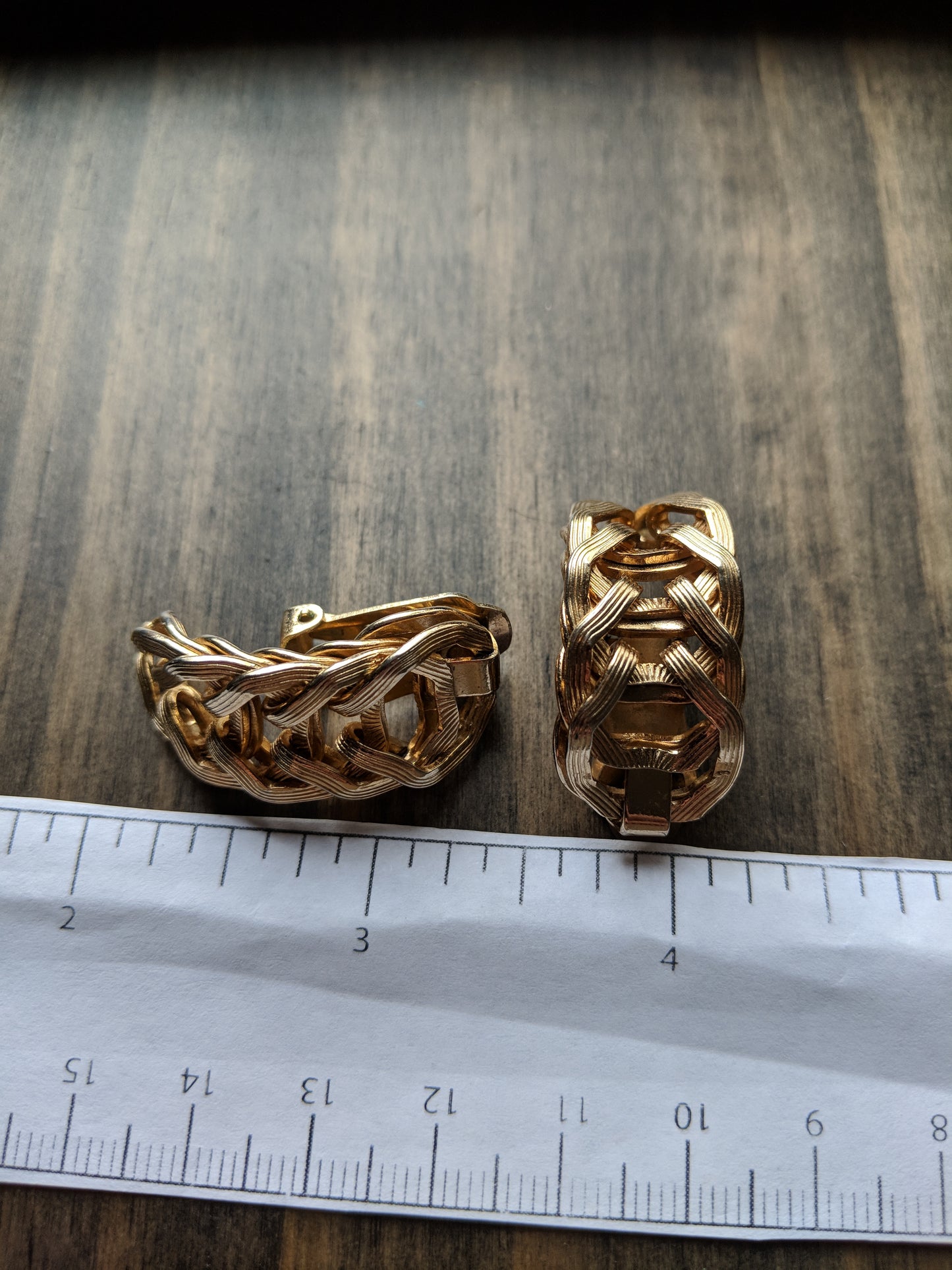 Gold Tone Half Hoop Clip Earrings