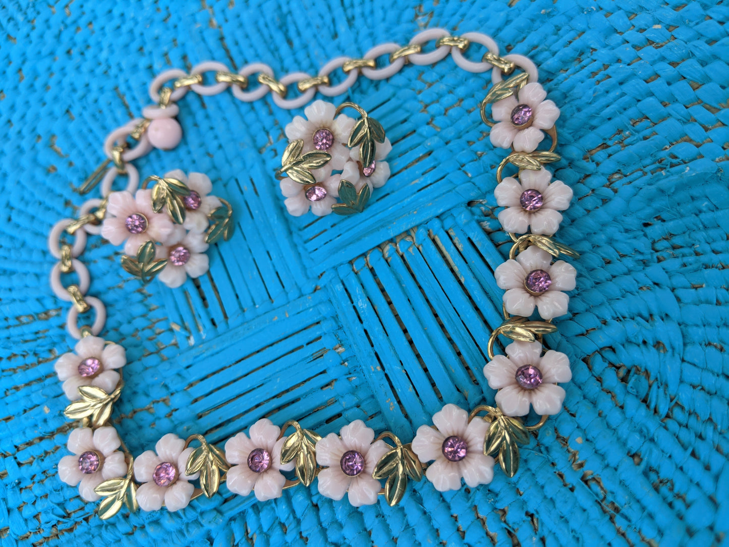 Coro Flower Necklace + Earring Set