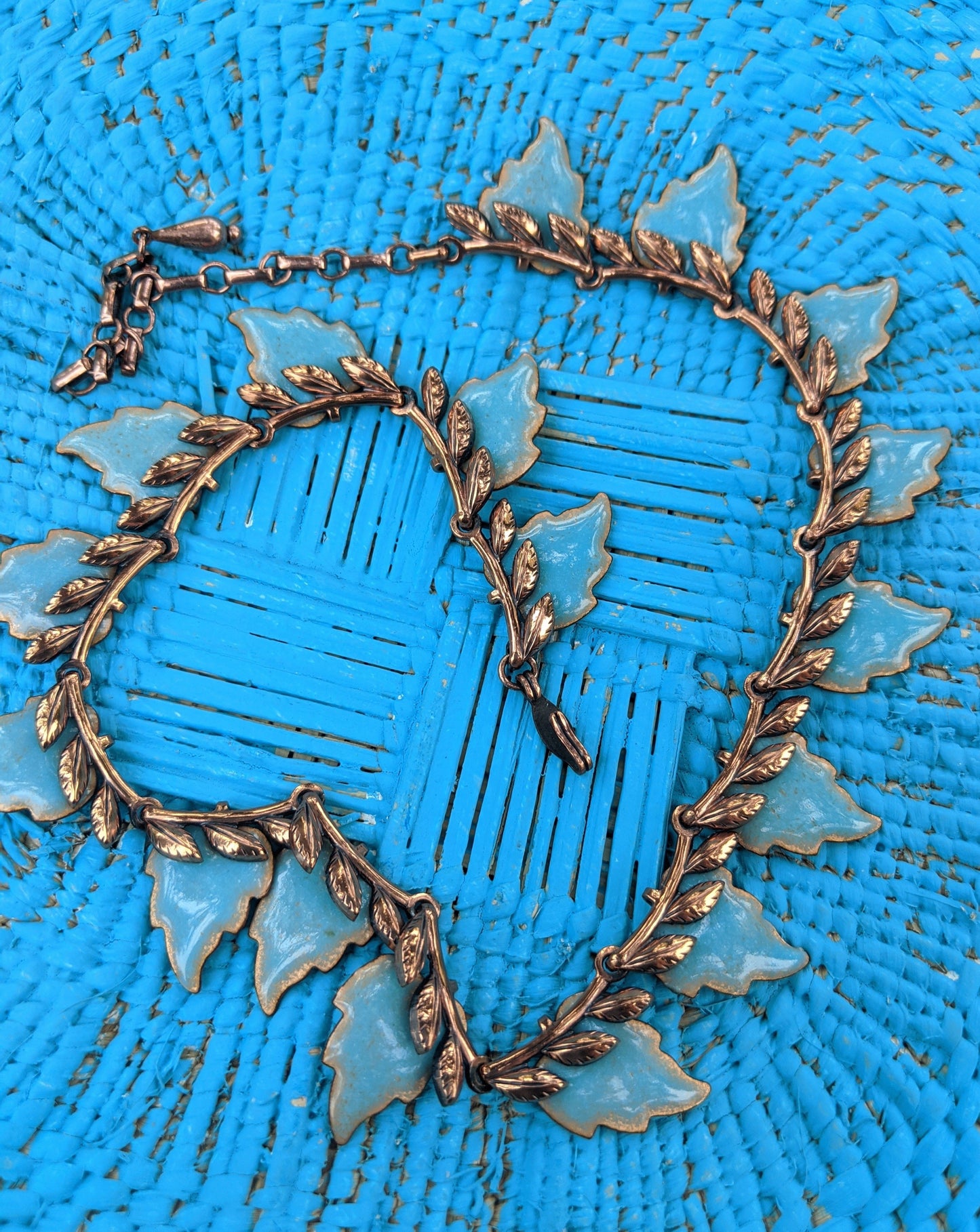 Matisse Blue + Copper Leaf Necklace