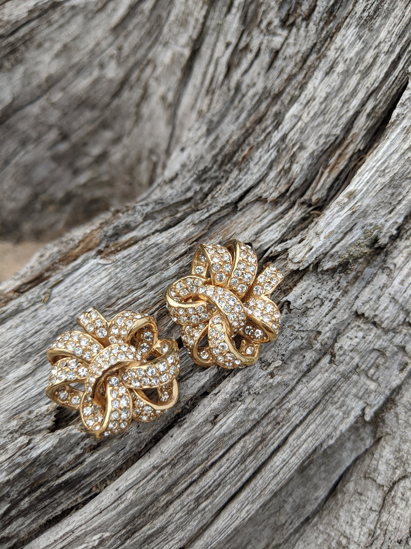 Ciner pave bow clip earrings