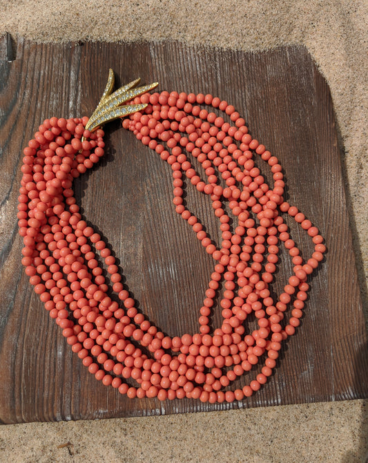 Faux Coral Beaded Necklace