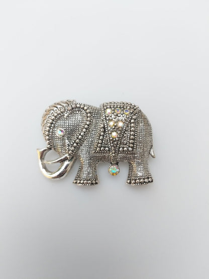 Aura Borealis Accented Elephant Brooch - Dirty30 Vintage