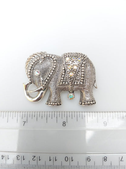 Aura Borealis Accented Elephant Brooch - Dirty30 Vintage