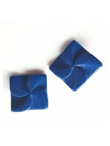 Vintage 80s Blue Earrings Bold Celluloid Post Back Square Statement Piece - Dirty 30 Vintage | Vintage Clothing, Vintage Jewelry, Vintage Accessories