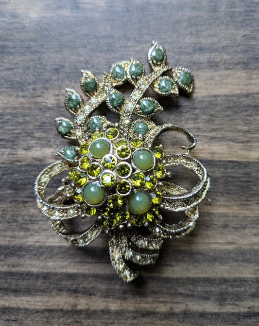 Bouquet Brooch Green + Gold - Dirty30 Vintage