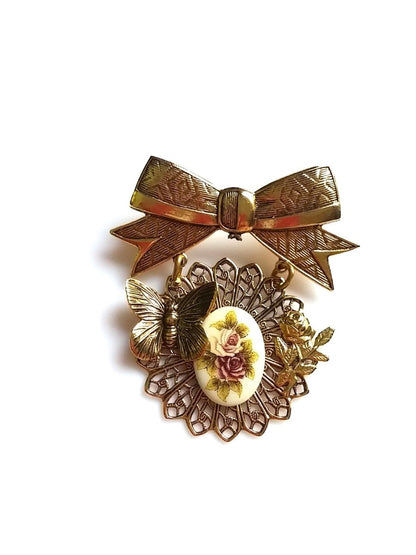 Bow and Butterfly Dangle Brooch - Dirty30 Vintage