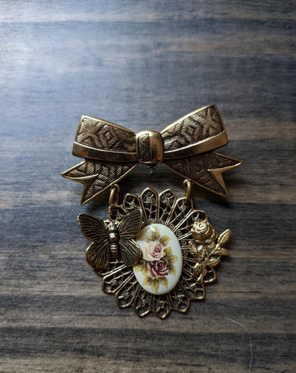 Bow and Butterfly Dangle Brooch - Dirty30 Vintage