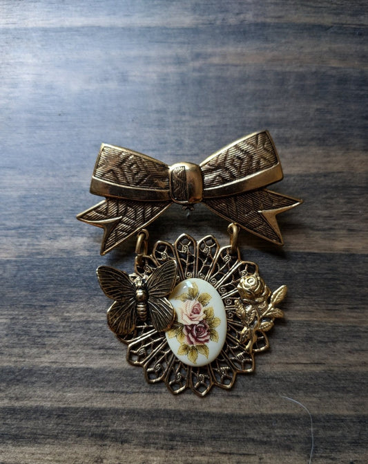 Bow and Butterfly Dangle Brooch - Dirty30 Vintage
