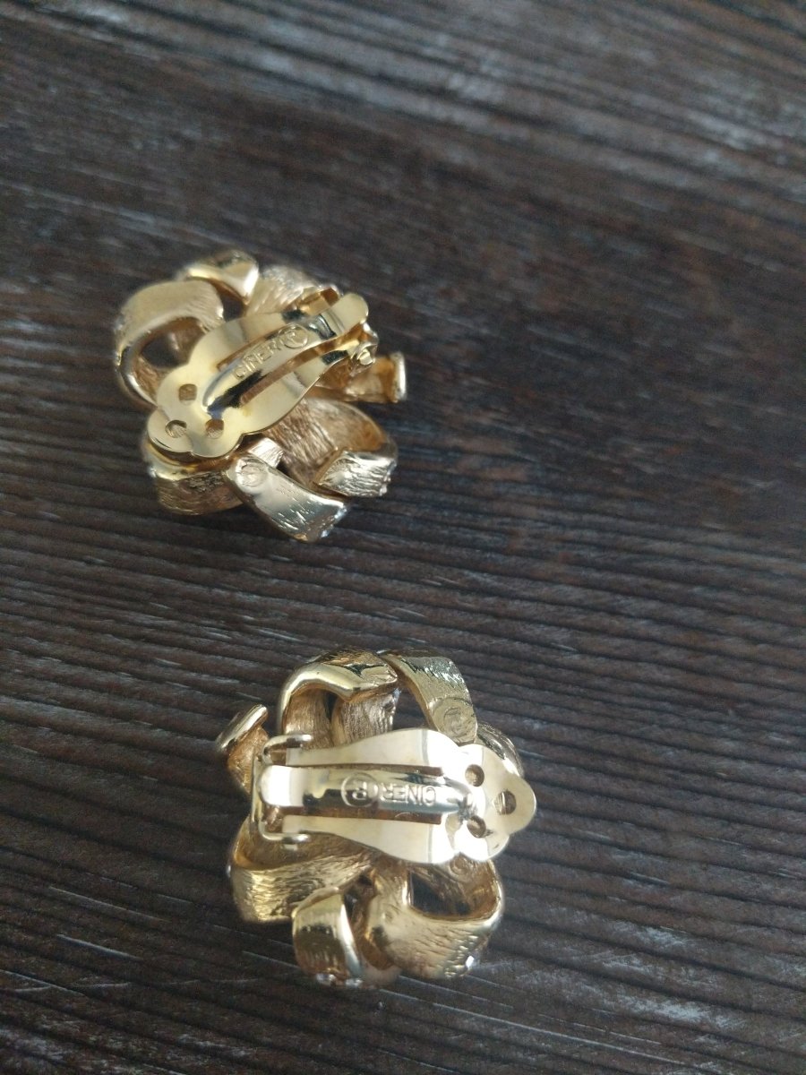 Ciner pave bow clip earrings - Dirty30 Vintage