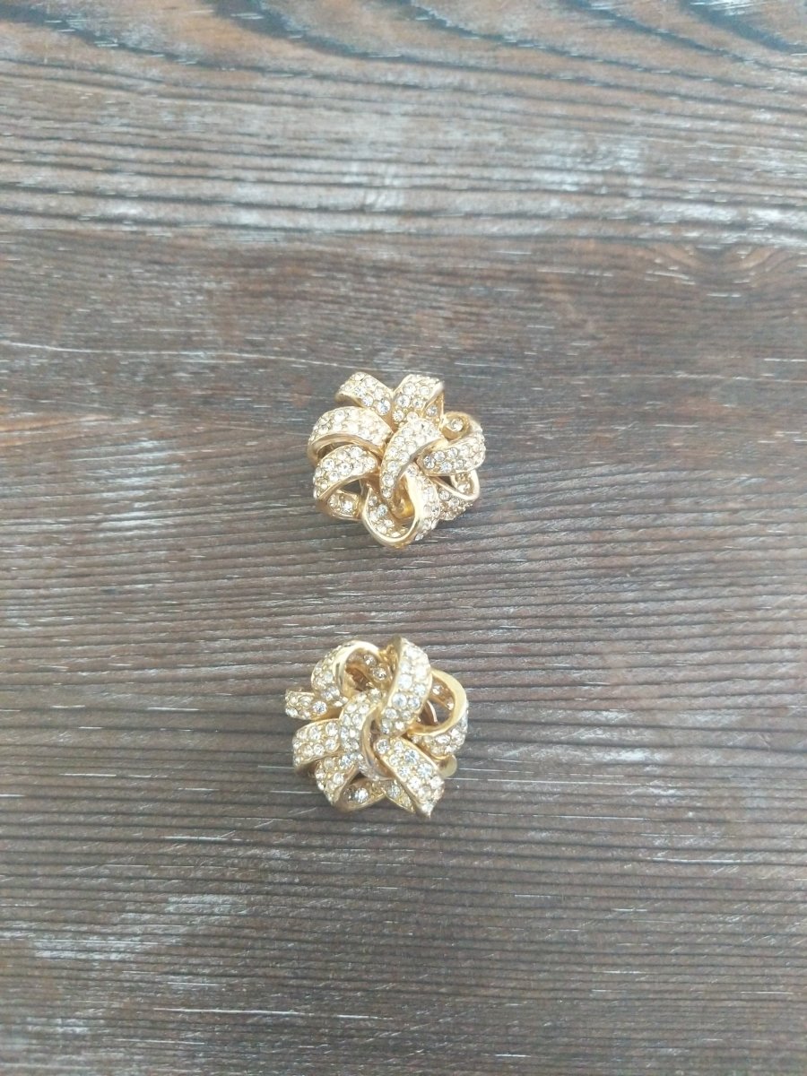 Ciner pave bow clip earrings - Dirty30 Vintage