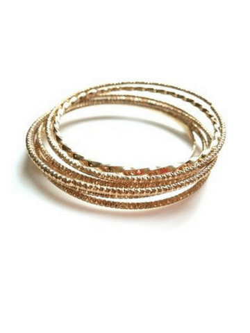 Classic 80s Bangle Bracelets - Gold Tone Mixed Styles - Make a Statement - Dirty30 Vintage
